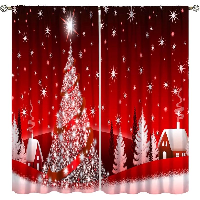 Christmas Holiday Blackout Curtains for Living Room Window Decor 42x54