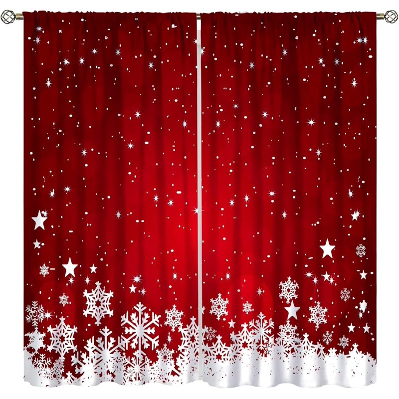 Christmas Holiday Snowflake Elf Window Curtains - 42x63 Inches for Living Room Decor