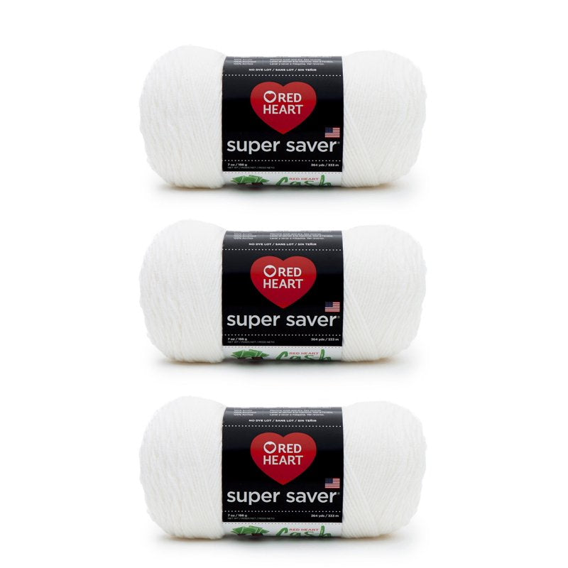 Premium Worsted Acrylic Yarn - Multiple Colors, 7oz/198g, 364 Yards, 3-Pack