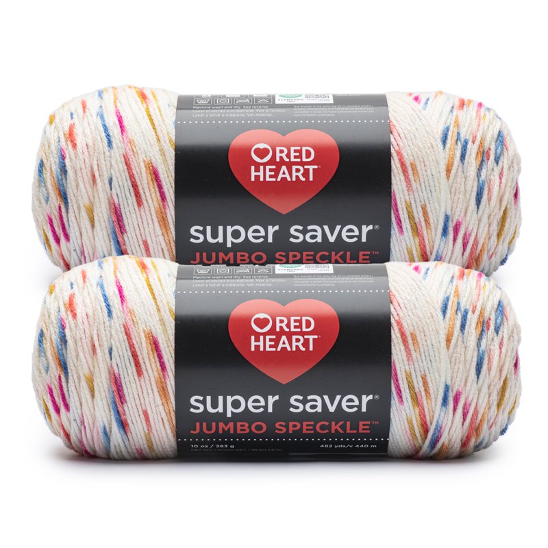 Jumbo Speckle Acrylic Yarn - Medium Weight, 10oz, 482 Yards, 2-Pack
