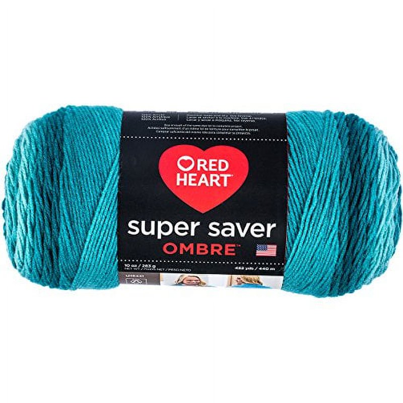 Ombre Yarn - Deep Teal 100% Acrylic, Worsted Weight for Knitting & Crochet