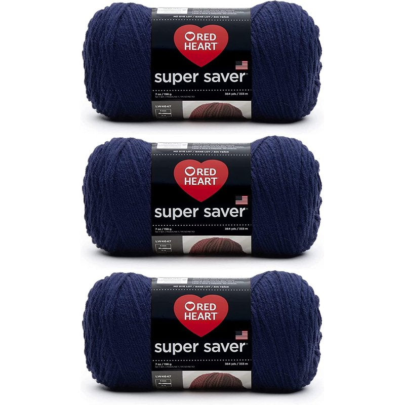 Red Heart Super Saver Worsted Weight Yarn 3 Pack - Acrylic, Multiple Colors
