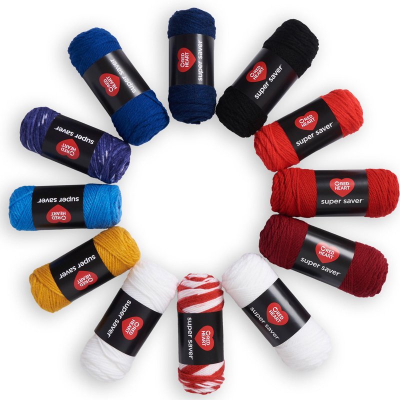 DIY Craft Kit with 12 Balls of Acrylic Yarn for Knitting & Crocheting