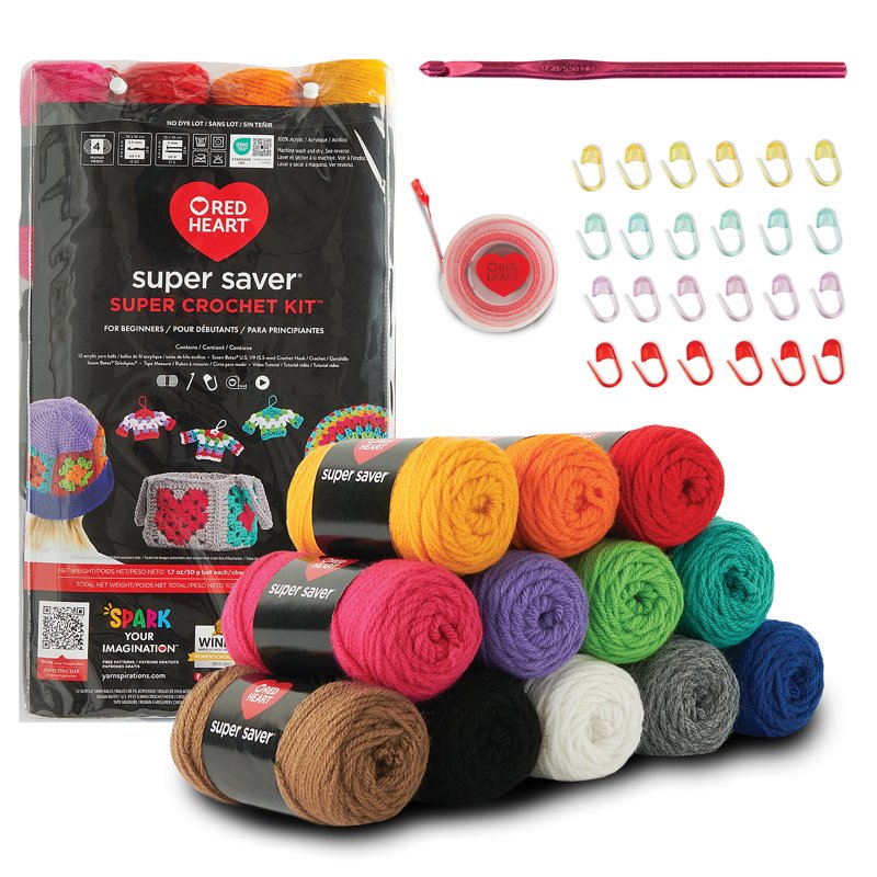 Crochet Kit with Yarn & Hook for Beginners - Super Saver Craft Set