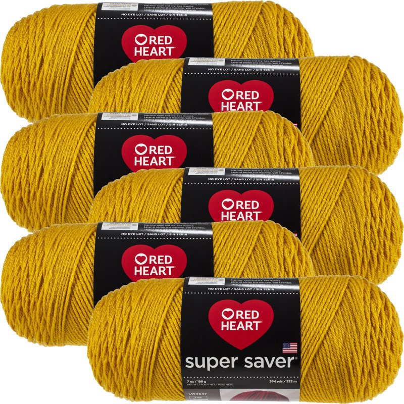 Multipack 6 Red Heart Super Saver Yarn - Medium Weight Acrylic for Knitting & Crocheting