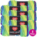 Red Heart Super Saver Yarn Parrot Stripe Multipack of 6 - Acrylic Knitting & Crochet