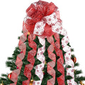Christmas Tree Topper Bow with Glitter & Streamer Tails - Holiday Decor
