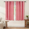 Buffalo Check Semi Sheer Curtain Panels Gingham Farmhouse Style Grommet Top Window Drapes