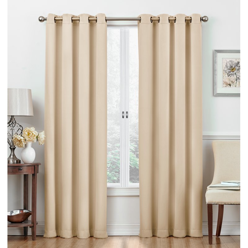 Blackout Thermal Window Curtain Panels - Room Darkening Soundproof Grommet Top