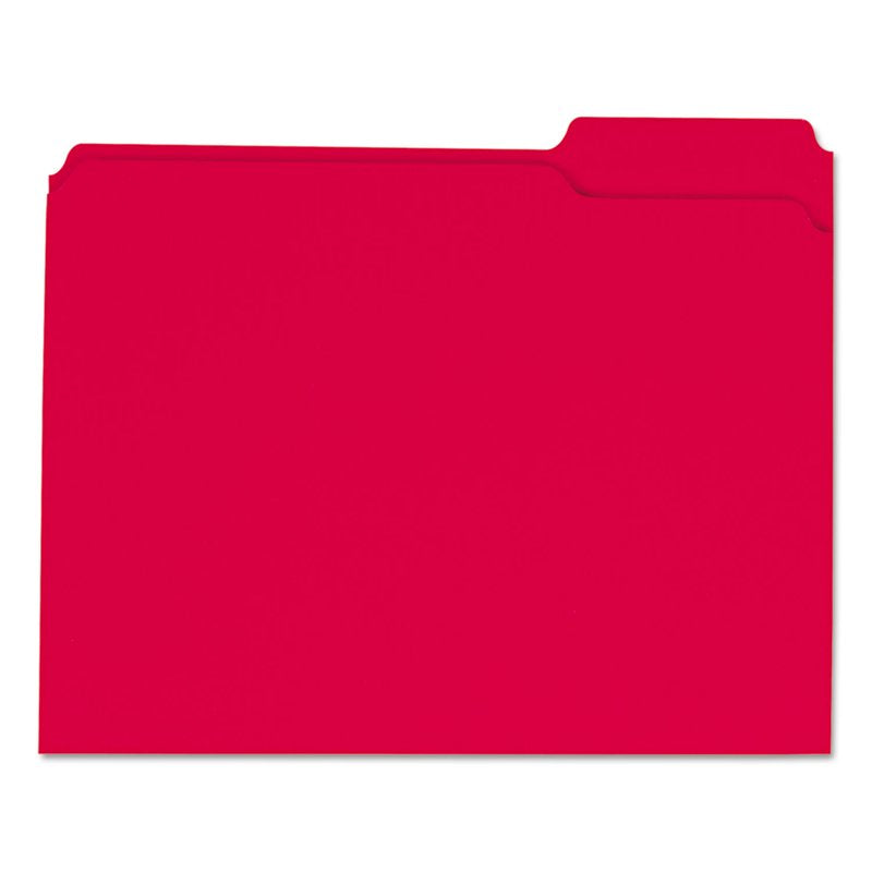 Assorted Top-Tab File Folders - Reinforced 1/3-Cut Letter Size, Red, 100/Box