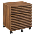 Modern Wood and Plastic File Cabinet - Walnut Finish, 2-Drawer Office Storage