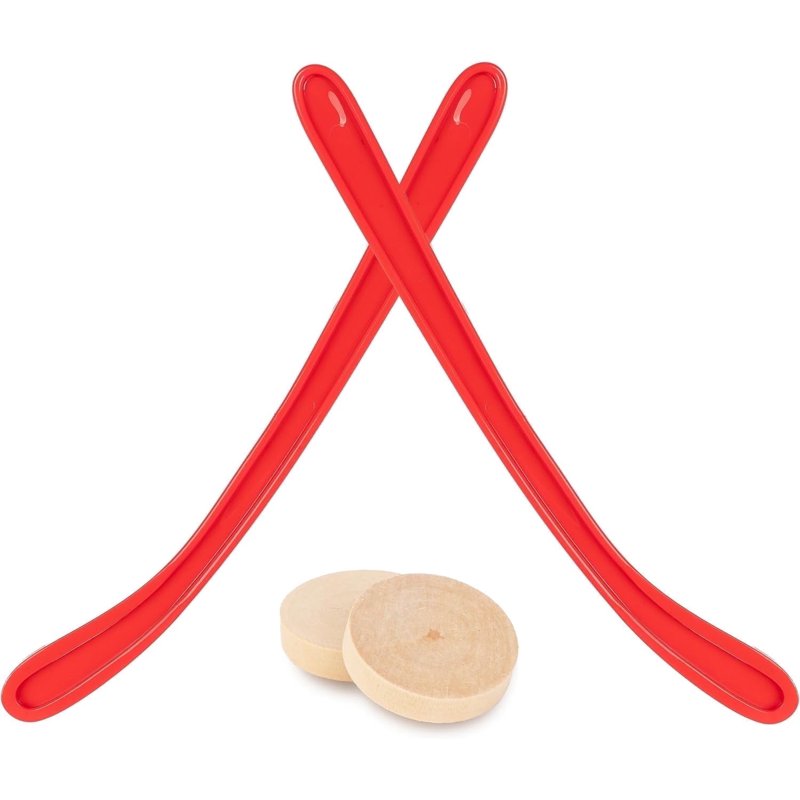 Tabletop Hockey Set with 2 Wooden Pucks & 2 Lightweight Sticks – Indoor Game