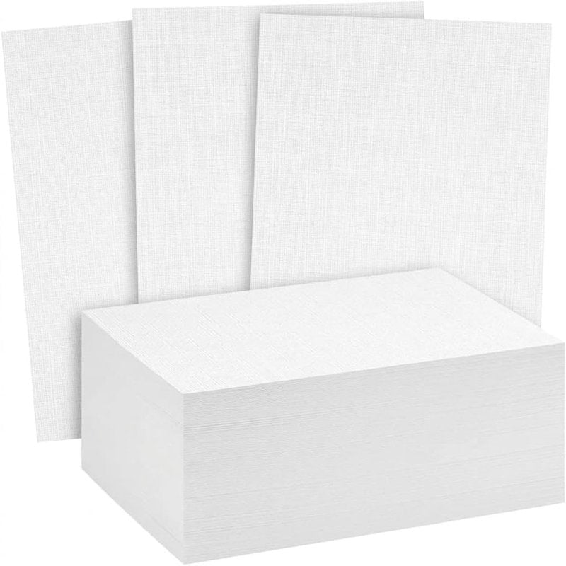 Premium Linen Textured Cardstock - Heavyweight White 130lb 350 GSM - 100 Sheets for Invitations & Projects