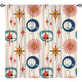 Retro 50s Geometric Star Pattern Curtains - Thermal Insulated Window Drapes, 2 Panel Sets