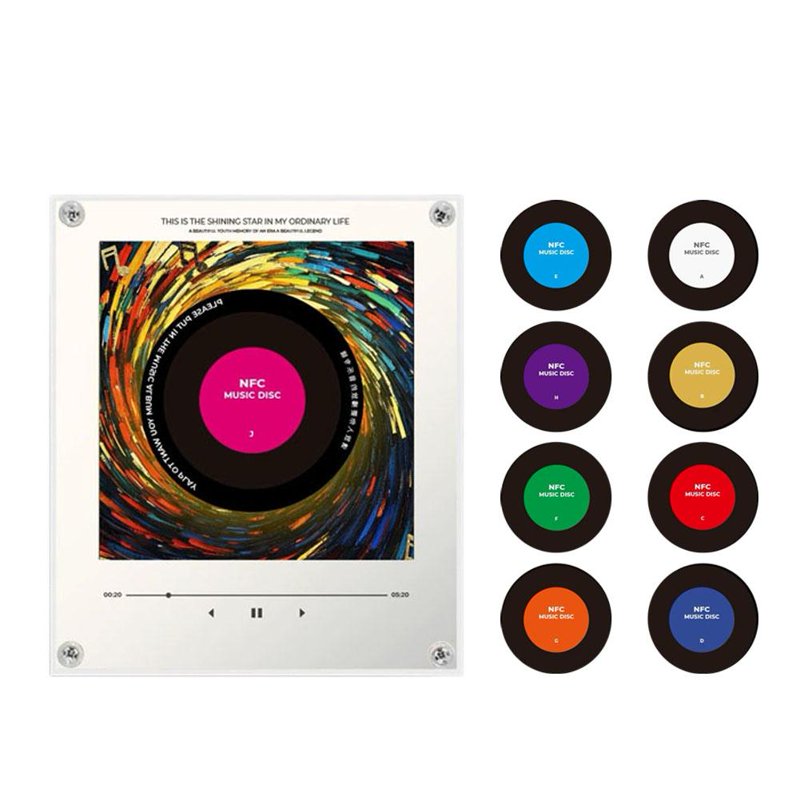 Programmable NFC Music Refrigerator Magnet with Vinyl Discs & LED Light - Home Decor Gift