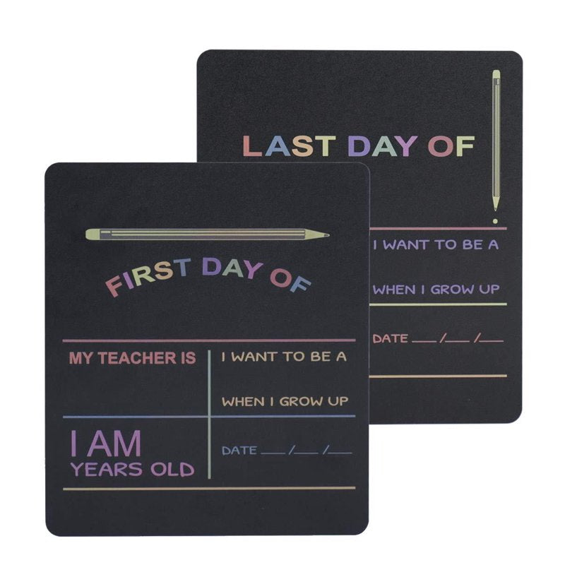Reusable First & Last Day of School Chalkboard Sign Set for Photos - 12x10 Rectangle