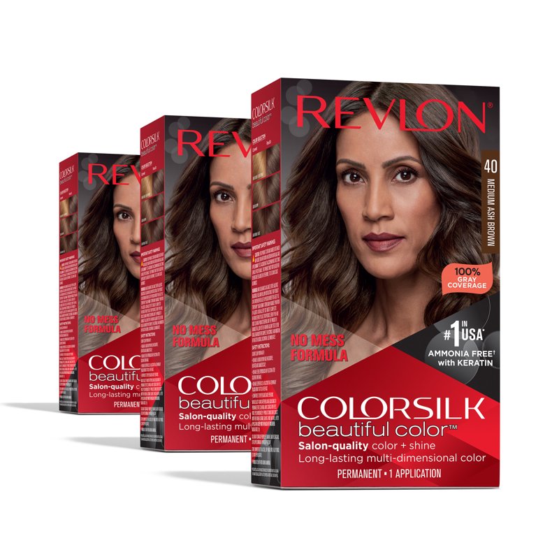 Hair Color Kit with 100% Gray Coverage and Multi-Tonal Shine - 3 Pack
