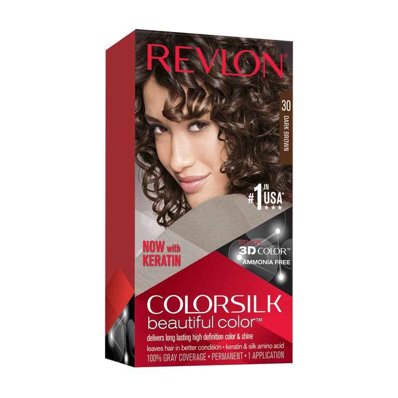 Revlon Colorsilk Permanent Hair Dye - Dark Brown, Ammonia-Free, Full Coverage Kit