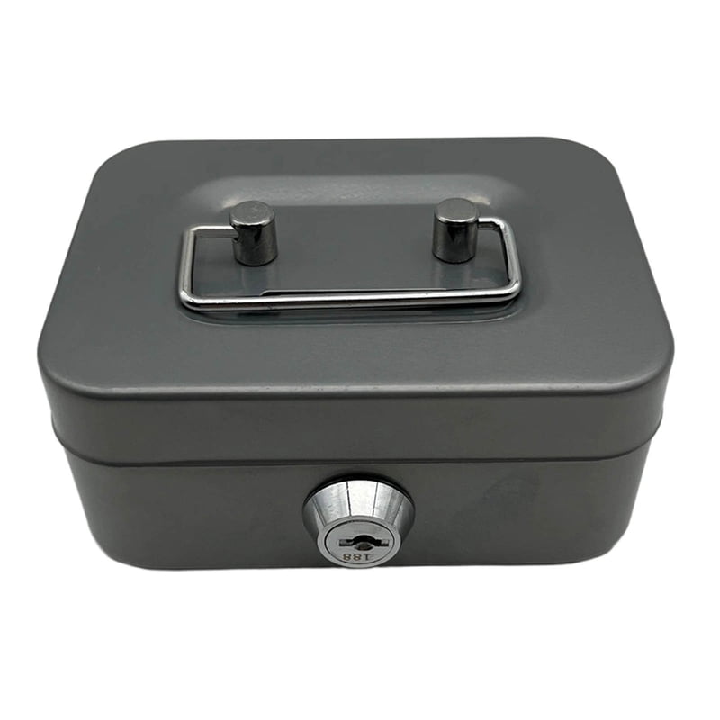 Mini Metal Cash Box with Lock and Handle for Money, Coins, Kids Toys