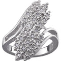 Rhodium Plated Diamond Accent 3-Row Bypass Ring - Elegant Jewelry Gift