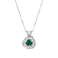 Sterling Silver Love Knot Pendant Necklace with Green Quartz Birthstone for Women
