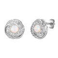 Sterling Silver Love Knot Stud Earrings with Birthstone for Women