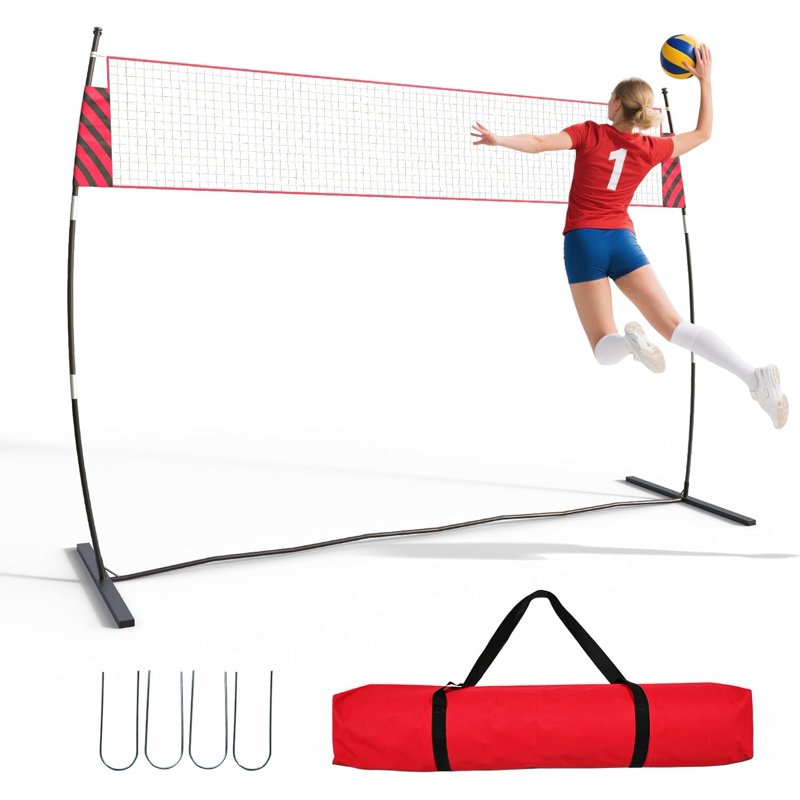 Portable Volleyball Net 12 ft with Adjustable Height & Carry Bag for Indoor Outdoor Play