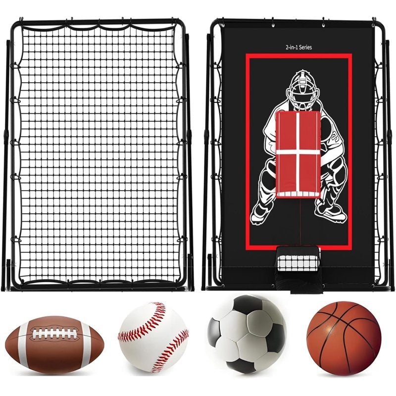 2-in-1 Baseball Pitching Target Rebound Net - 5 x 3.7 ft, Multi-Color Training Equipment