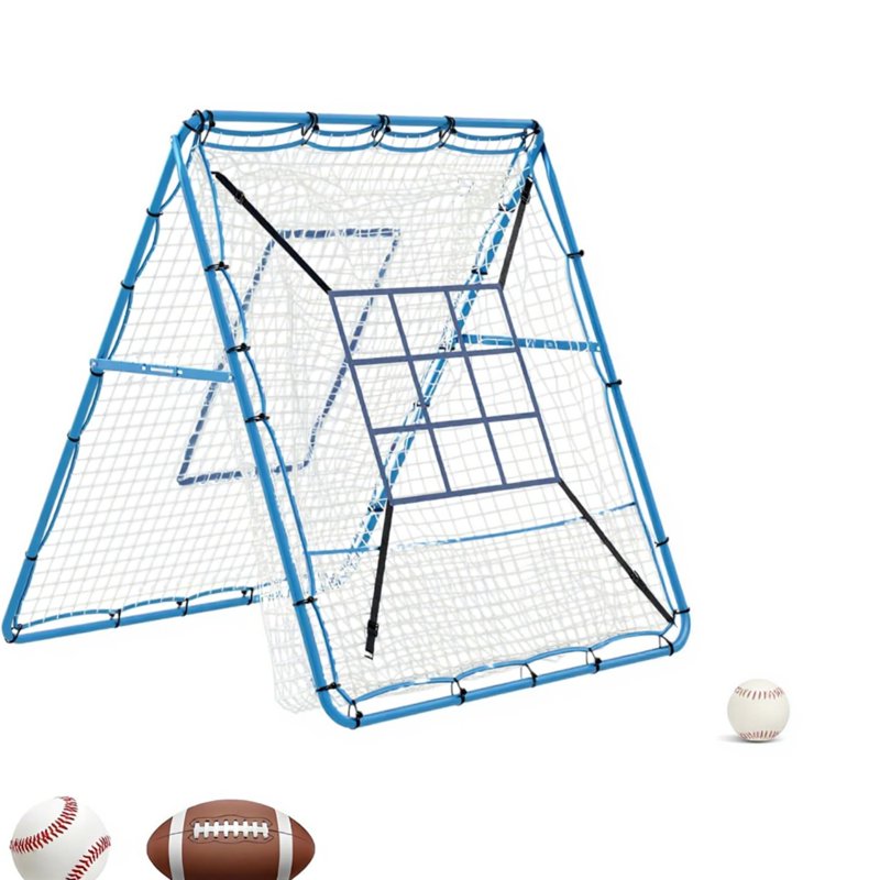 Baseball Rebounder Net with Batting Target, Adjustable Angle, 5x4 ft, Blue