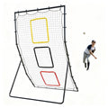 6x4 ft Baseball & Softball Rebounder Net with 3 Target Zones - Pitching and Fielding Practice Equipment