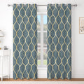 Blackout Grommet Curtains with Geometric Gold Design - Insulated Room Darkening Drapes