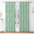 Blackout Curtains with Gold Geometric Design - Insulated Room Darkening Drapes