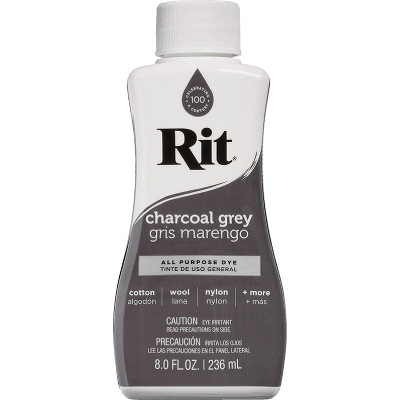 All-Purpose Liquid Fabric Dye - Charcoal Grey, 8 oz for Textile & Household Use