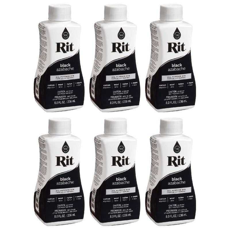 All-Purpose Liquid Fabric Dye 8oz Black - Pack of 6 for Clothing & Crafts