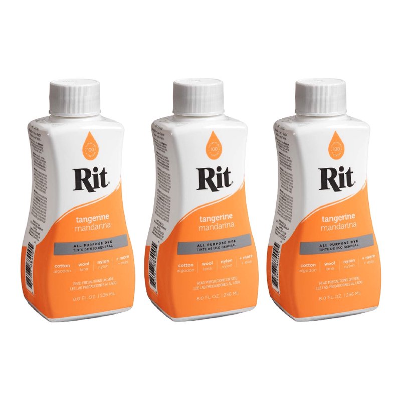 All-Purpose Liquid Fabric Dye - Tangerine, 8 Fl Oz (3 Pack) for Clothing & Home