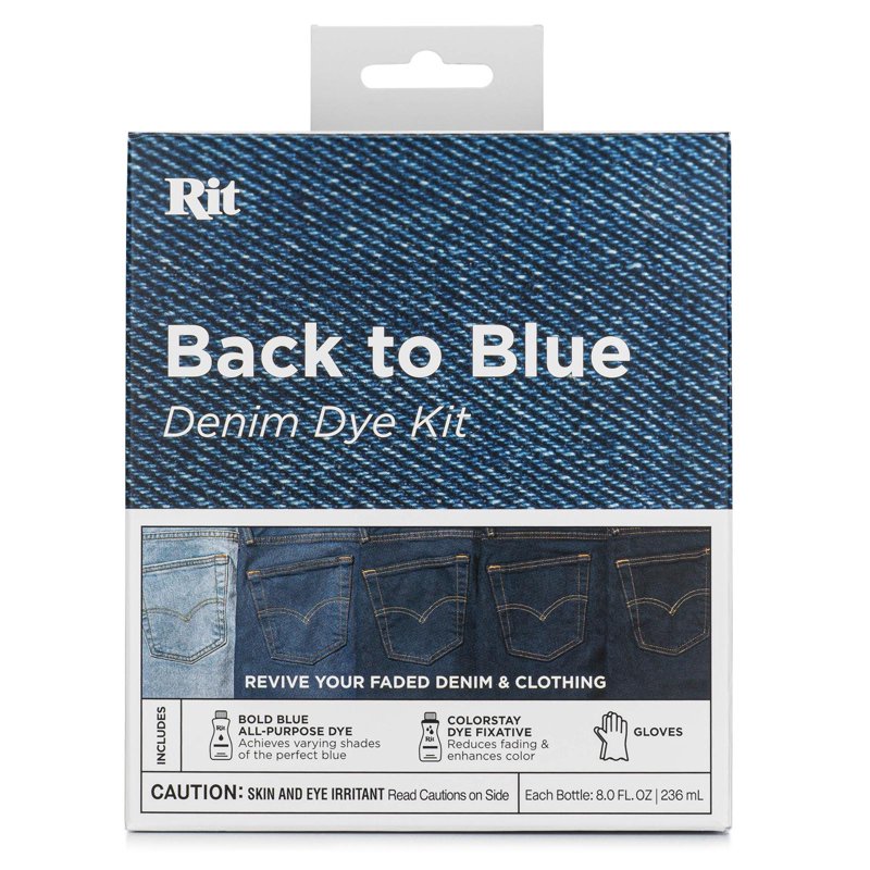Denim Dye Kit for Restoring Faded Blue Jeans & Clothing - All Sizes