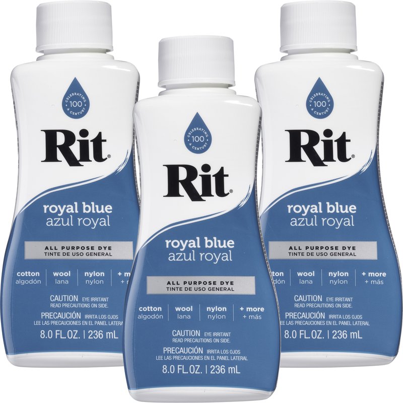 Liquid Fabric Dye - Royal Blue 8oz Pack of 3 for Clothing & Home Decor