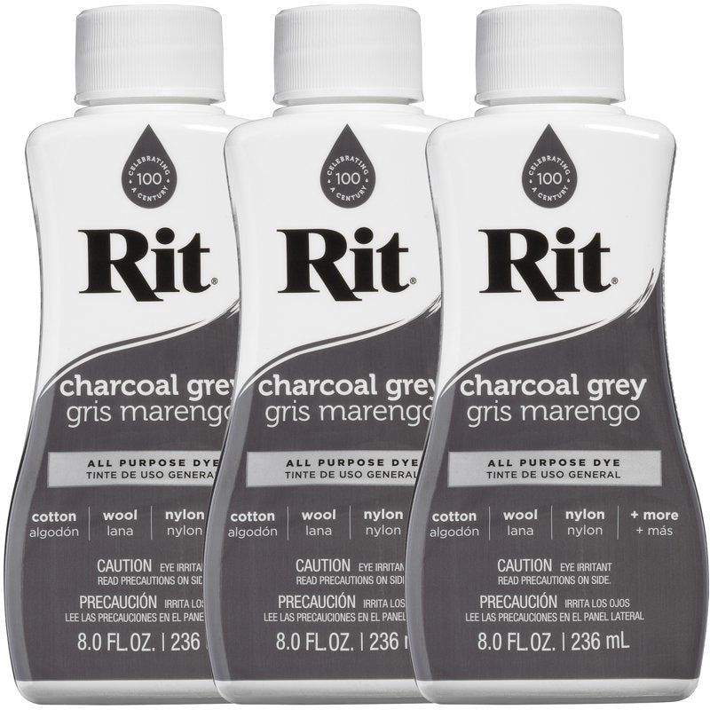 Liquid Fabric Dye - Charcoal Grey 8oz Pack of 3 for clothing & home decor