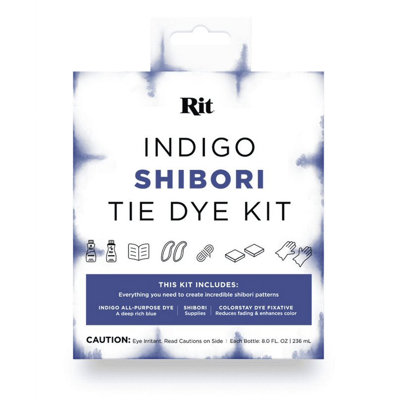Indigo Shibori Tie Dye Kit with Dye Fixative - Fabric Art Craft Set
