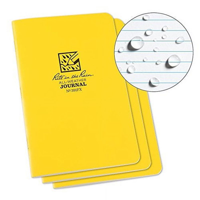 All-Weather Stapled Notebook 3 Pack - Durable Field-Flex Cover, 4.6 x 7 Inches