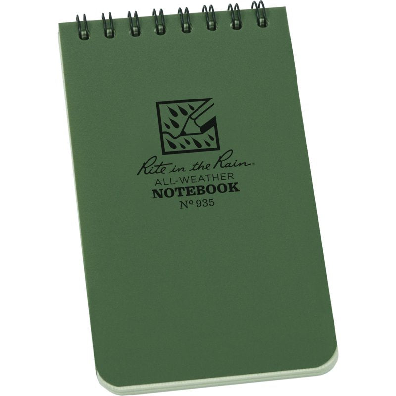 Rite in the Rain Top Spiral Notebook 935L6 - 3 x 5 Pocket Weatherproof 6 Pack - Green