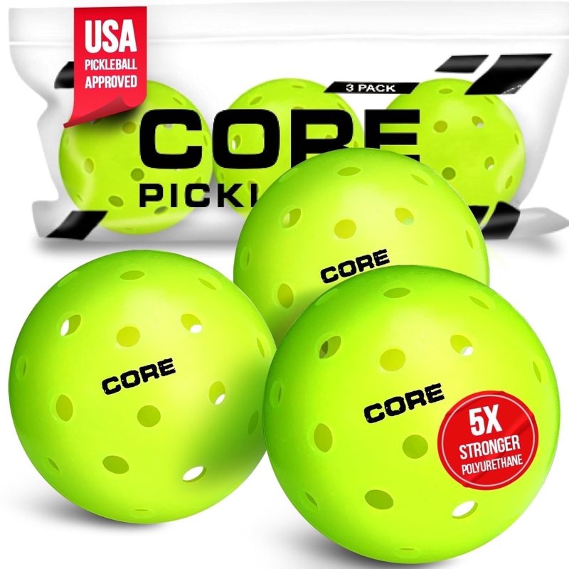CORE Pickleball Balls – Outdoor/Indoor Polypropylene, 3-Pack