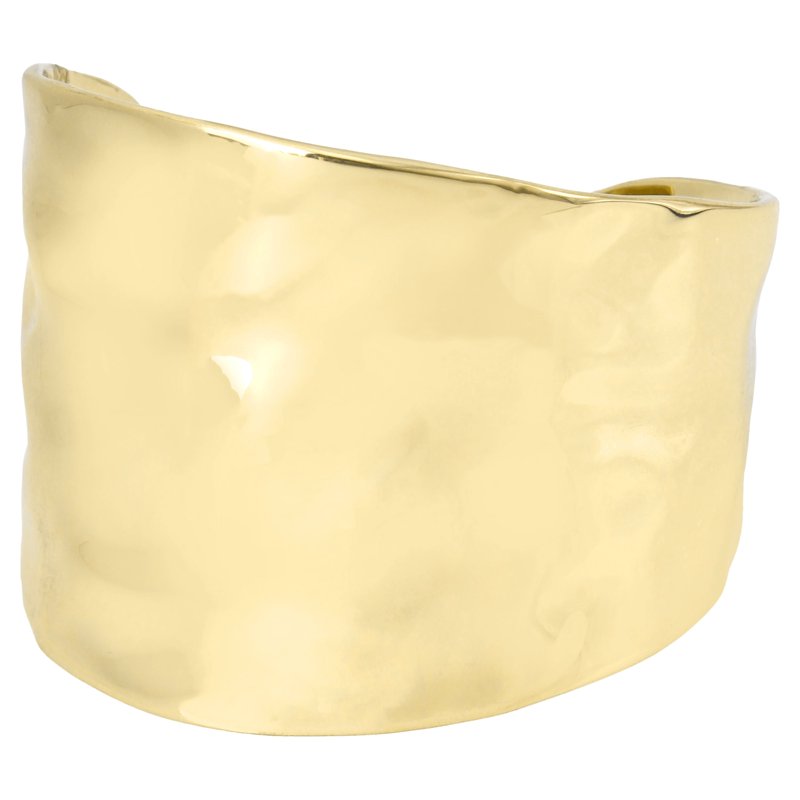 Hammered Gold Cuff Bracelet - 5.25 Inch Wide Sculptural Jewelry