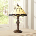 Traditional Tiffany Style Accent Table Lamp with Woven Glass Shade - Bronze Finish, 18.5"