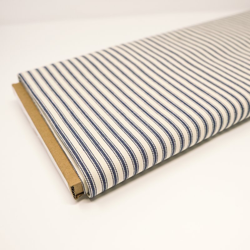 Cotton Woven Stripe Ticking Fabric by the Yard - Navy & Red Options