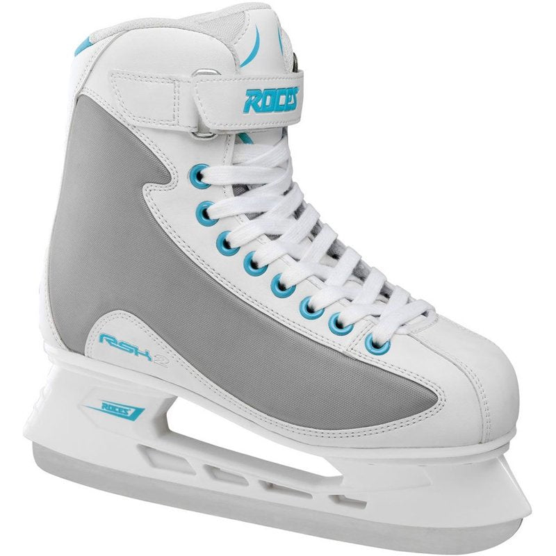 Women’s Ice Skates Reinforced Synthetic Upper Sport Blade - White Gray