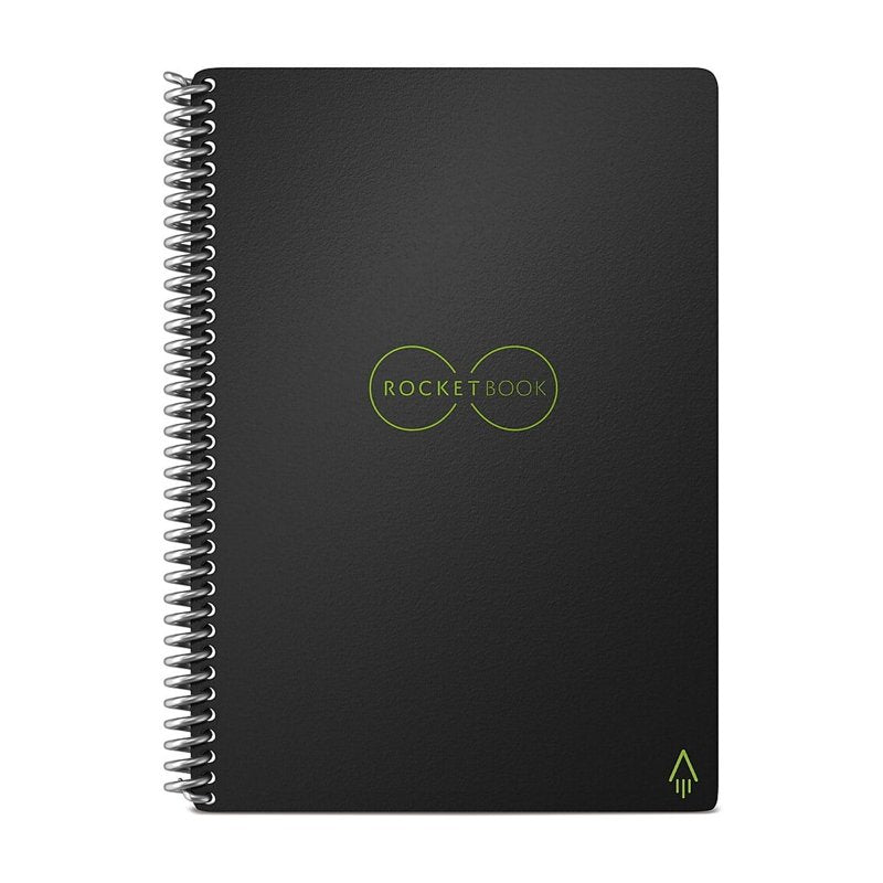 Rocketbook Core Executive Reusable Smart Notebook, Spiral Bound, Dot Grid, 36 Pages, Black