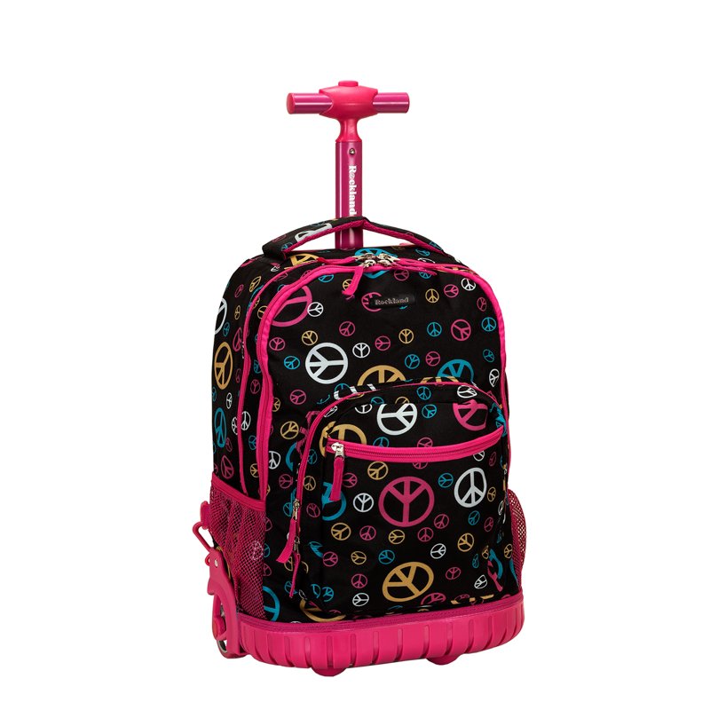 19-Inch Rolling Backpack with Laptop Compartment & Skate Wheels - Durable Polyester Travel Bag