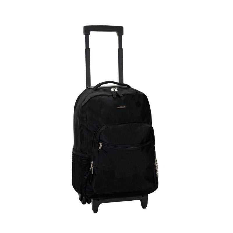 Unisex 17-Inch Rolling Backpack with Double Wheels & Organizer