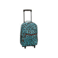Unisex 17-Inch Rolling Backpack with Wheels and Organizer - Blue Leopard